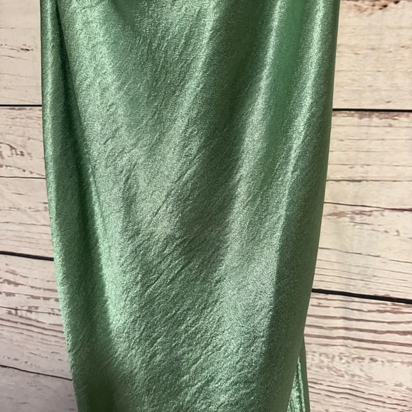 Meadow Satin Mini Dress - Green - Picture 3 of 11